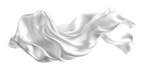 White silk or satin cloth waving on a transparent background. isolated background.