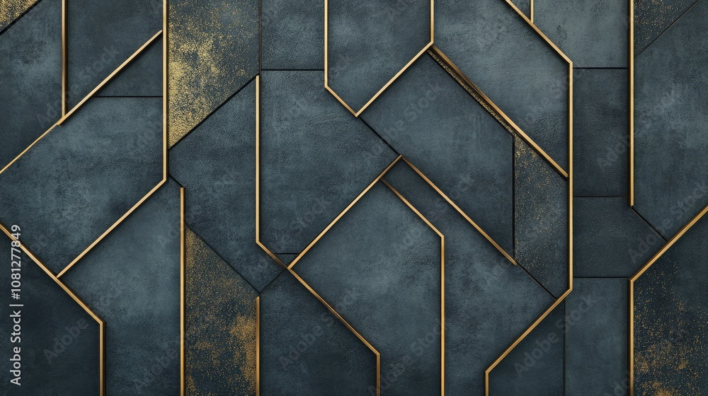 Poster contemporary geometric abstract background with dark texture and golden lines, perfect for modern de