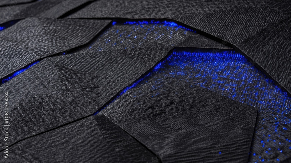 Aufkleber textured black surface with glowing blue accents, showcasing an intriguing geometric pattern of hexa