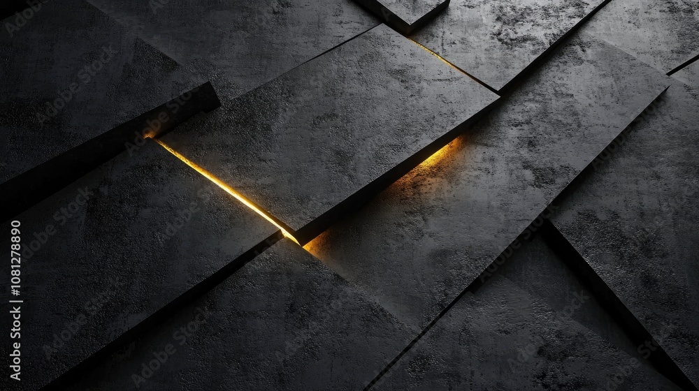 Poster abstract dark textured background with glowing cracks, emphasizing contrast between the illuminated 