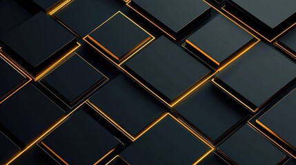 Abstract Background Composition with Black and Golden Rectangle Blocks for Modern Digital Art and Design Projects, Perfect for Tech or Creative Themes