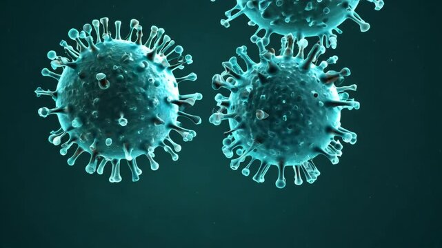 Detailed Rotation of a Coronavirus Cell Under Microscopic View Generative AI