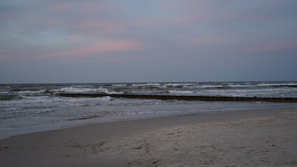 Sunset on the beach by the sea