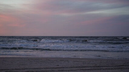 Sunset on the beach by the sea