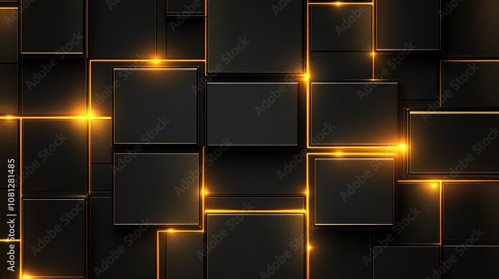 Aufkleber abstract dark background with illuminated golden lines creating a modern geometric pattern featuring