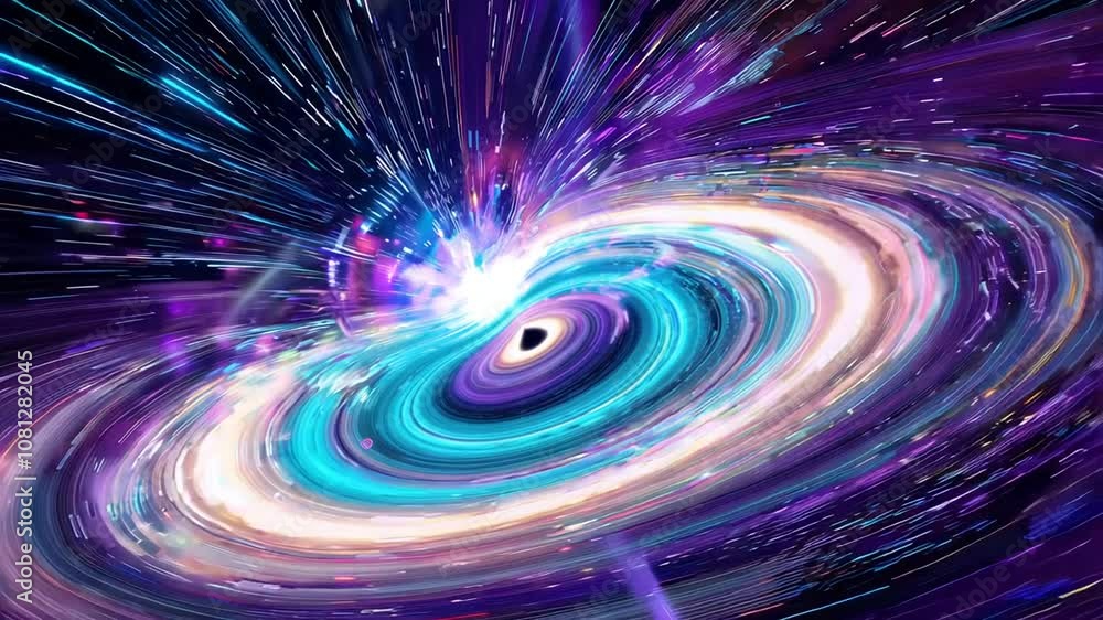 Poster captivating cosmic explosion surrounding a black hole in deep space generative ai