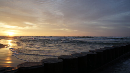 Sunset on the beach by the sea