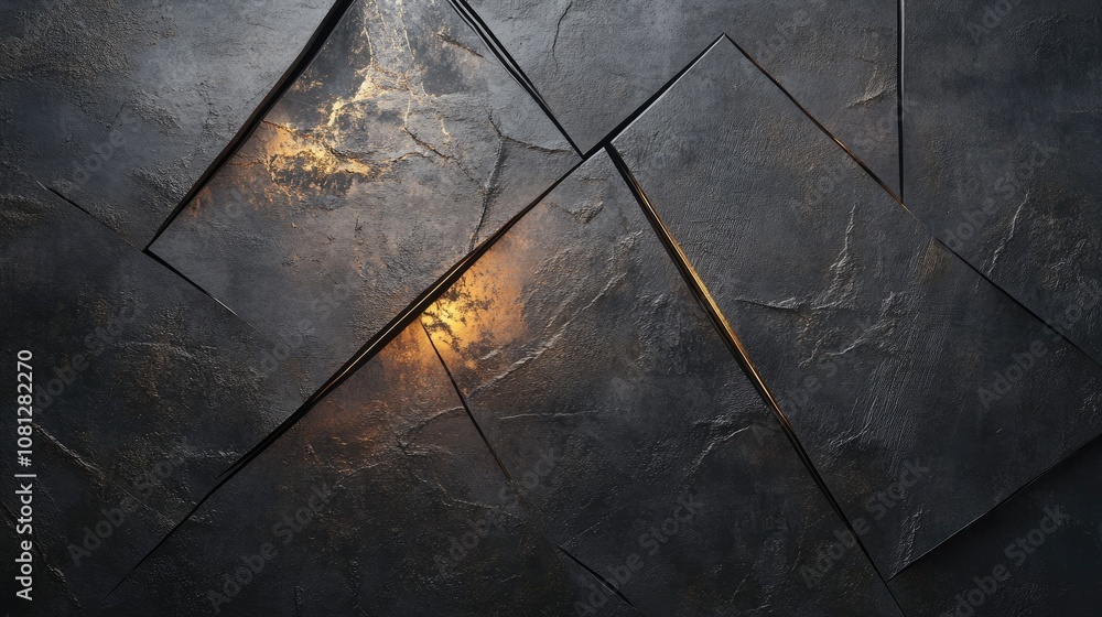 Poster textured dark background with abstract geometric shapes and subtle glowing highlights featuring deep