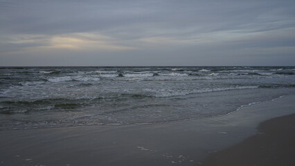 Sunset on the beach by the sea