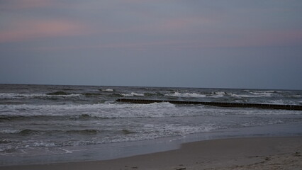 Sunset on the beach by the sea
