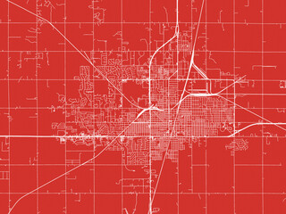 Christmas Map of Enid  Oklahoma, USA in Snowy White on Festive Red Background.