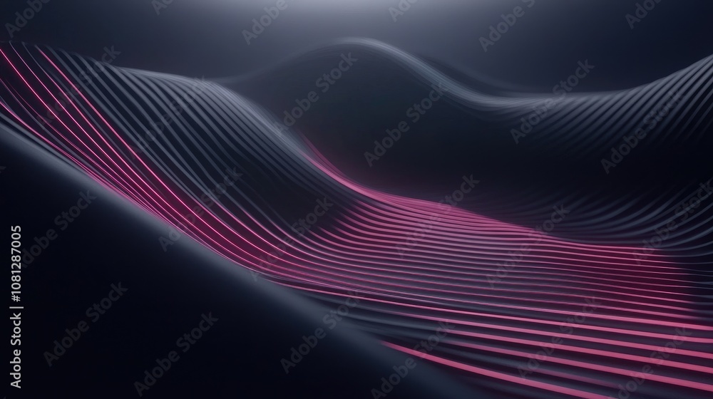 Poster abstract waves of light in dark space with smooth curves and flowing lines for futuristic background