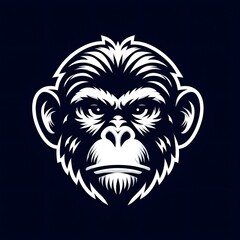 Obraz premium A minimalist digital portrait of a monkey, its gaze intense and unwavering.