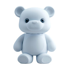 Frosted teddy bear icon standing with charming expression and soft features