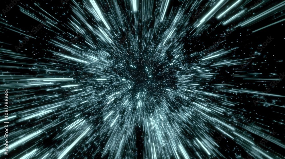 Poster abstract futuristic background with dynamic light streaks creating a sense of speed and motion, conv