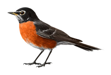 Wild American robin bird isolated on a transparent background