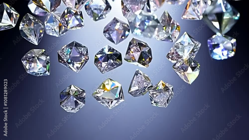 Poster falling luxury diamonds creating a mesmerizing loopable background generative ai