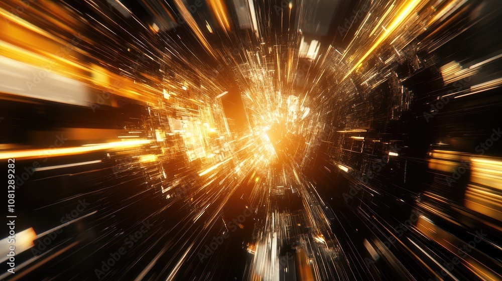 Aufkleber abstract light burst in space, energy flowing through digital particles creating a stunning visual o