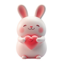 Obraz premium Adorable Valentine’s Day zoo icon features a happy bunny holding a heart