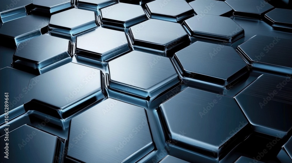 Poster abstract honeycomb pattern with shiny metallic finish and modern aesthetic for background or design 