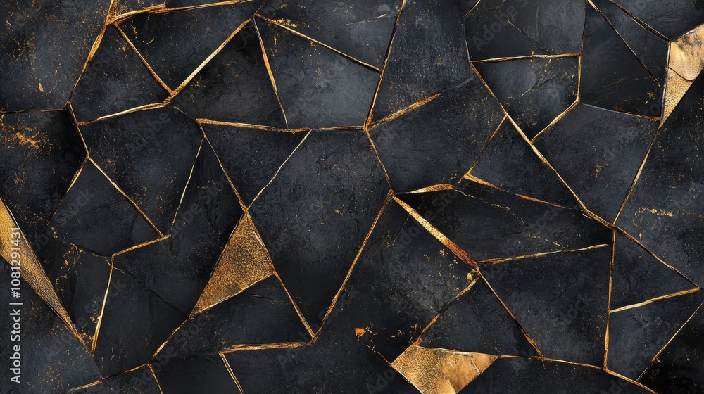 Poster elegant black and gold geometric abstract background with cracked patterns and textures for modern d