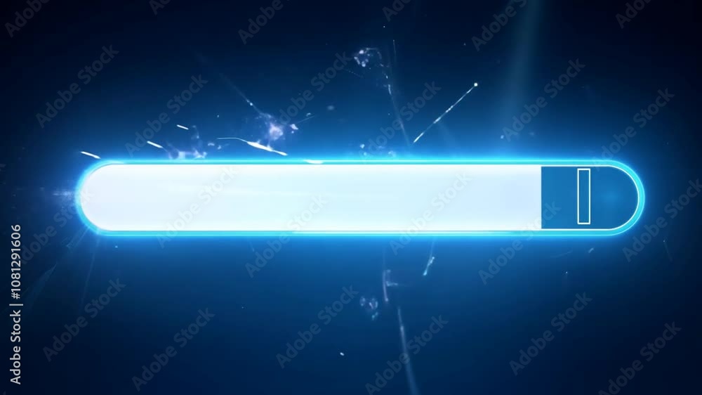Poster charging progress bar visual with dynamic effects and blue glow generative ai