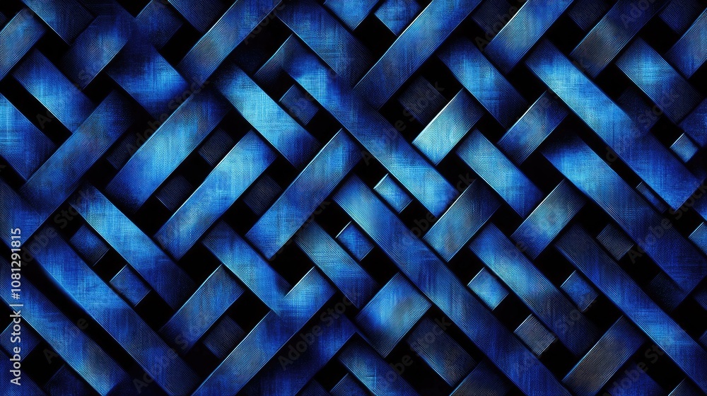 Aufkleber intricate blue geometric pattern featuring interwoven lines and textures in a modern abstract design