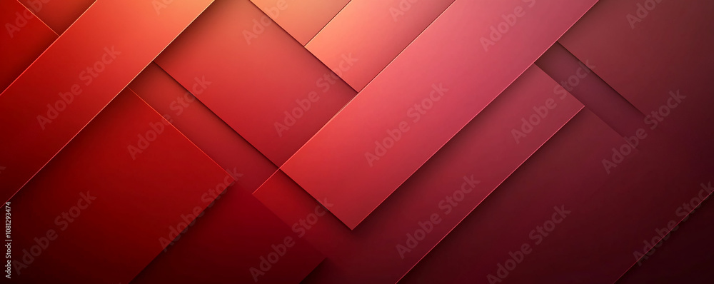 Poster an abstract design featuring overlapping red and burgundy rectangles, arranged in a geometric patter