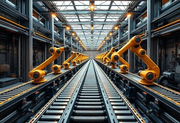 Obraz premium Robotic Assembly Harmony: Birds Eye View