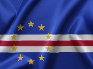 Flag of Cape Verde fluttering in the wind, flag cloth made of fine fabric