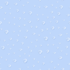 Vector seamless drops pattern on blue background.