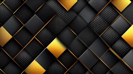 Abstract Textured Background with Black and Gold Squares Creating a Modern and Luxurious Design for Use in Various Creative Projects
