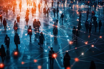 Obraz premium A network for education, mixed group and positive sentiment