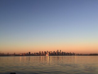 Sunset views of downtown Vancouver, British Columbia, Canada