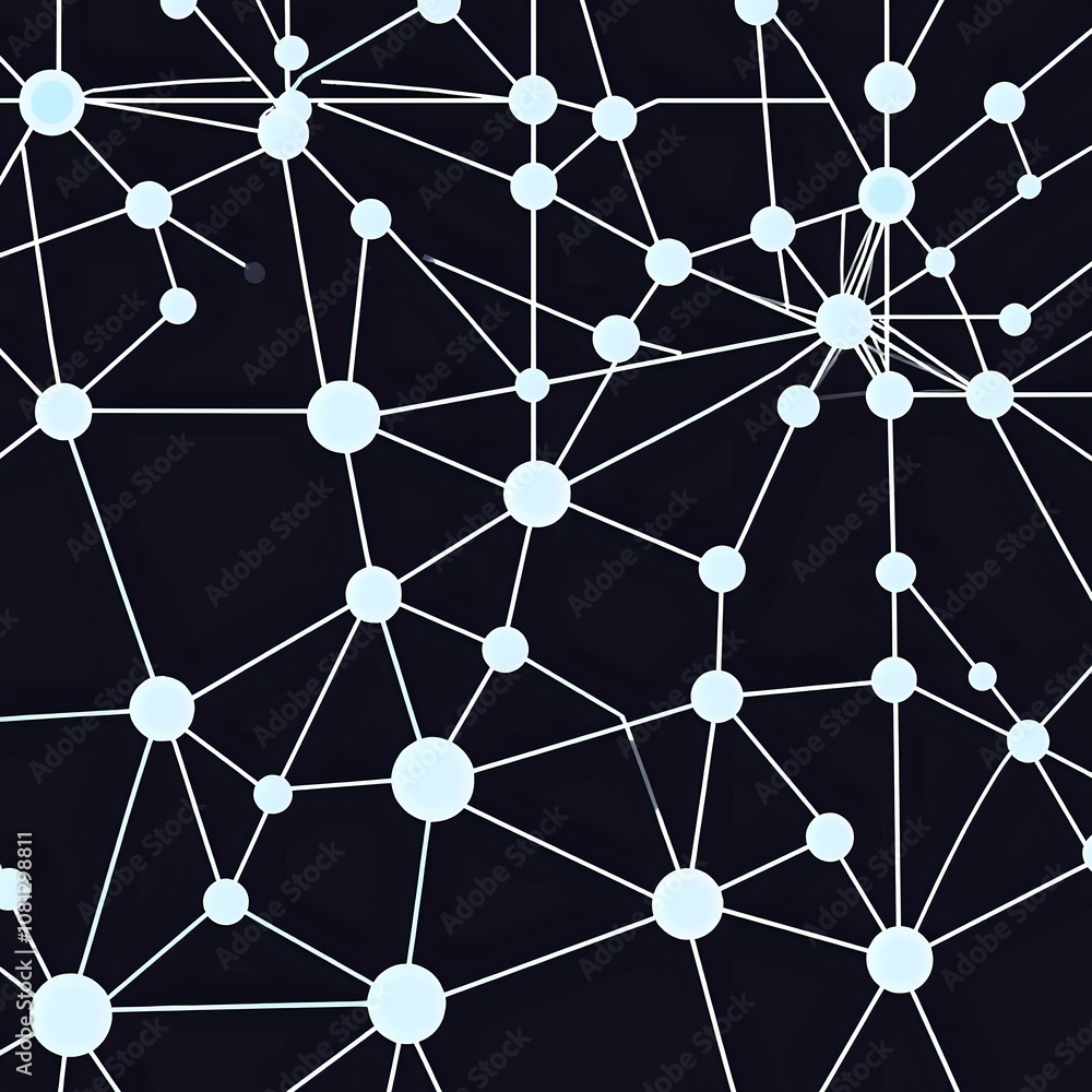 Poster abstract network art: minimalist connected nodes for modern design