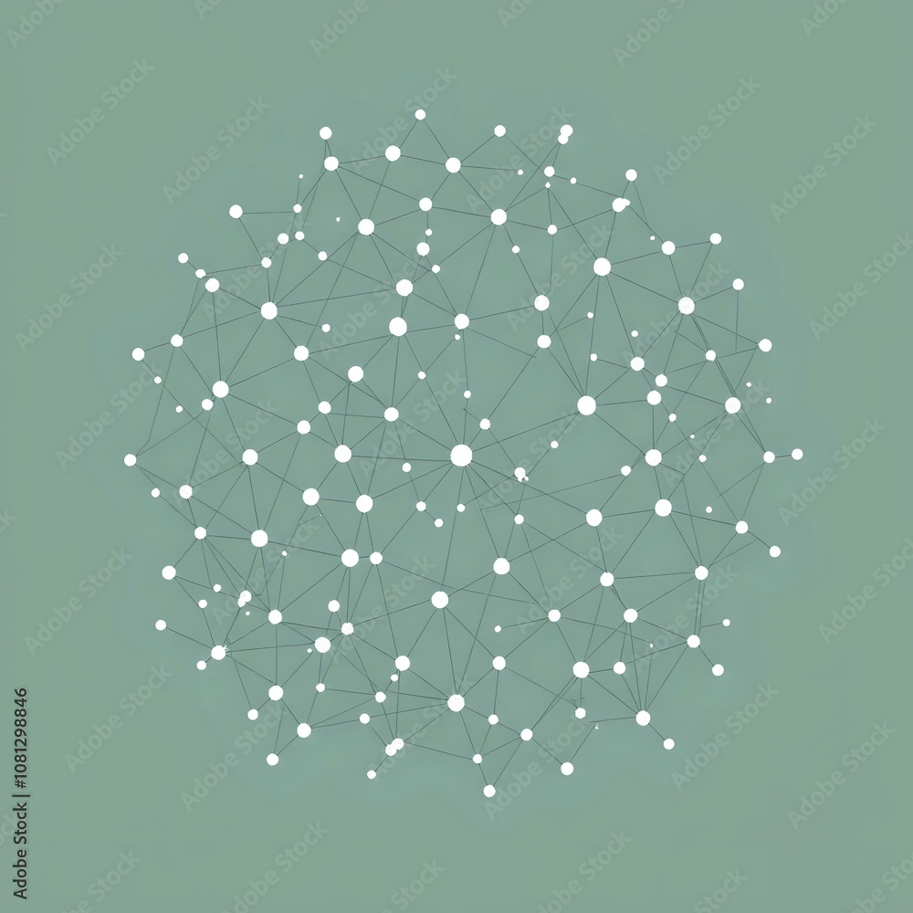 Poster mesmerizing interconnected nodes - flat design abstract art