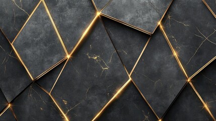Elegant Geometric Background with Dark Panels and Golden Accents Showcasing Contemporary Design Elements for Modern Interior or Graphic Use
