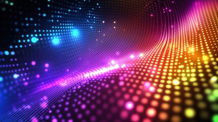 Fototapeta premium Colorful abstract wave of light and dots.