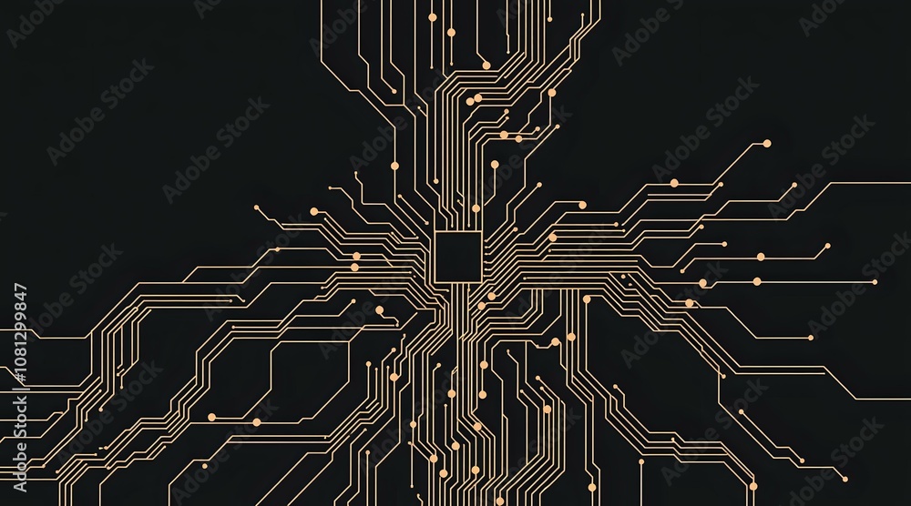 Poster minimalist circuit board vector art - tech harmony & complexity