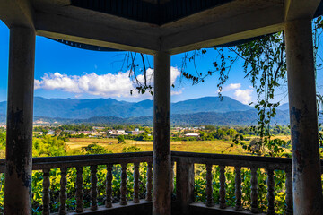 Fototapeta premium Tham Chang cave with landscape panorama view in Vang Vieng Laos.
