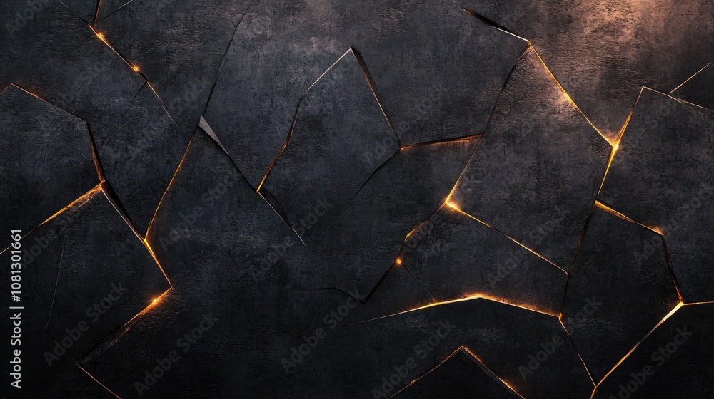 Poster dark cracked wall texture with subtle glow effect offering a unique background for creative projects