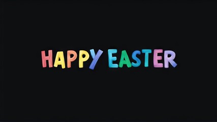 Obraz premium Celebration colorful illustration greeting frase “Happy Easter” on black background