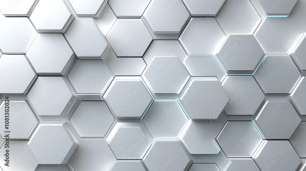 Poster abstract geometric pattern of hexagonal shapes in a sleek, modern design showcasing a blend of light