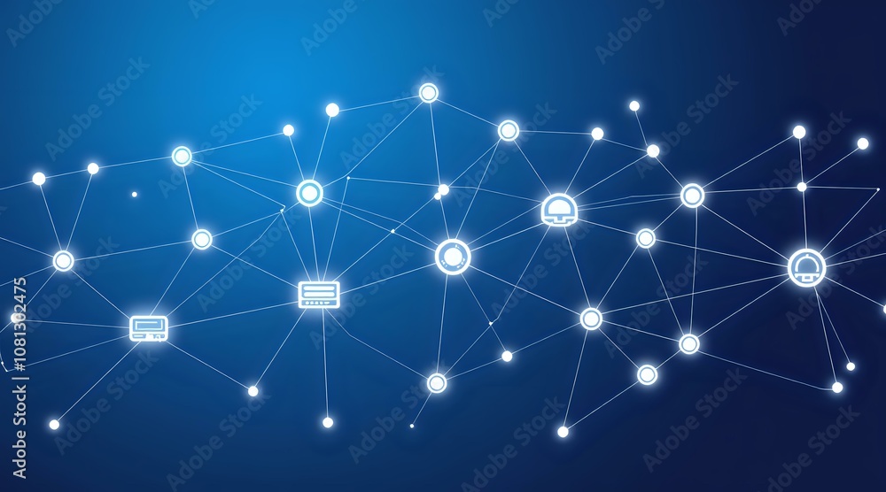 Poster digital constellation: interconnected nodes in a mesmerizing web