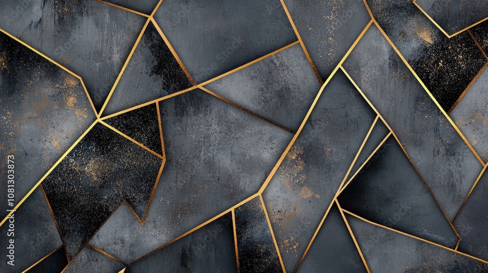 Poster elegant abstract background with dark gray textures and gold lines creating a modern geometric desig