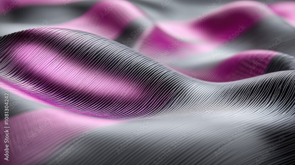 Poster abstract close-up of wavy textures in black and pink with smooth surface and soft gradients ideal fo