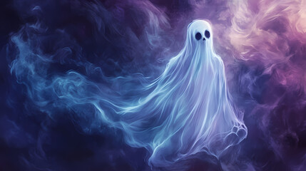 Ethereal apparition in soft hues - a ghostly presence. Phantasm. Illustration
