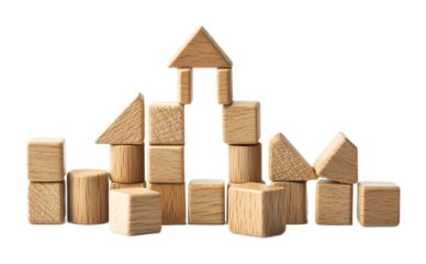 Wooden building blocks on a transparent background. isolated background.