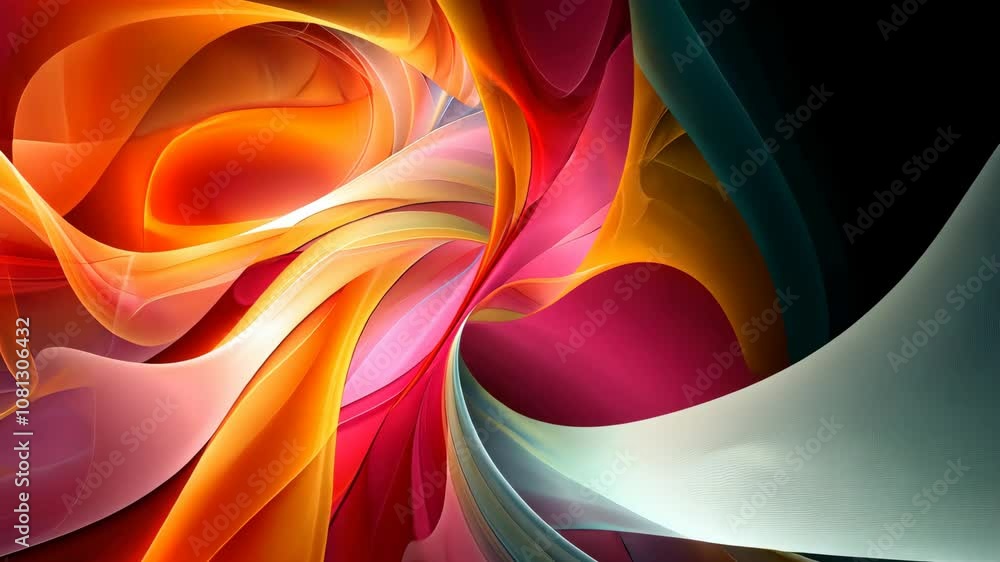Poster dynamic digital landscape of glowing waves in red and blue hues with particle lights. wallpaper high