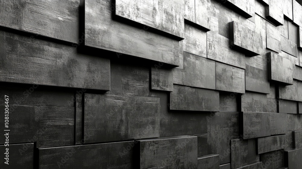Aufkleber textured black wall panels creating depth and dimension with unique geometric layout ideal for moder